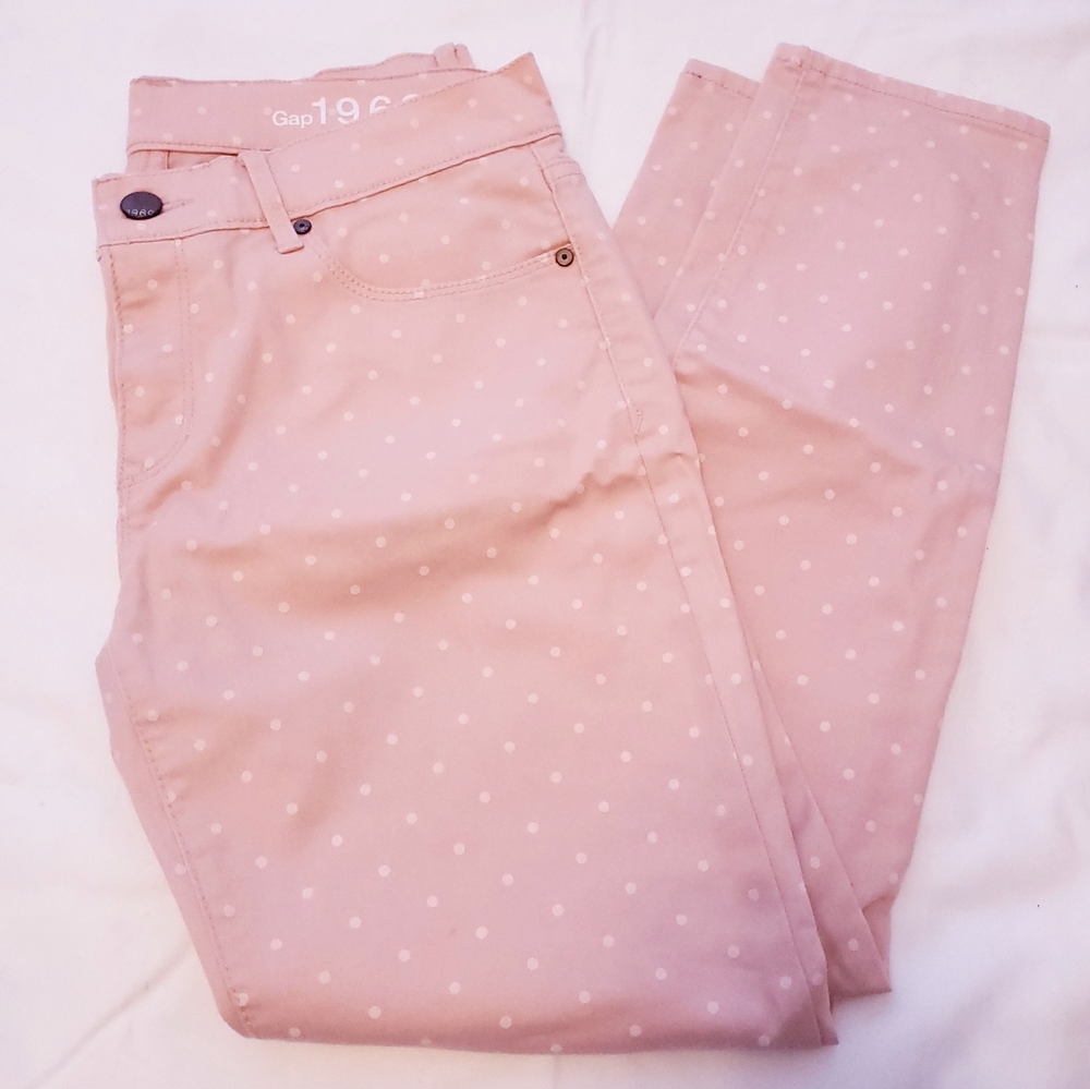 Gap petite polka dot pink jeans